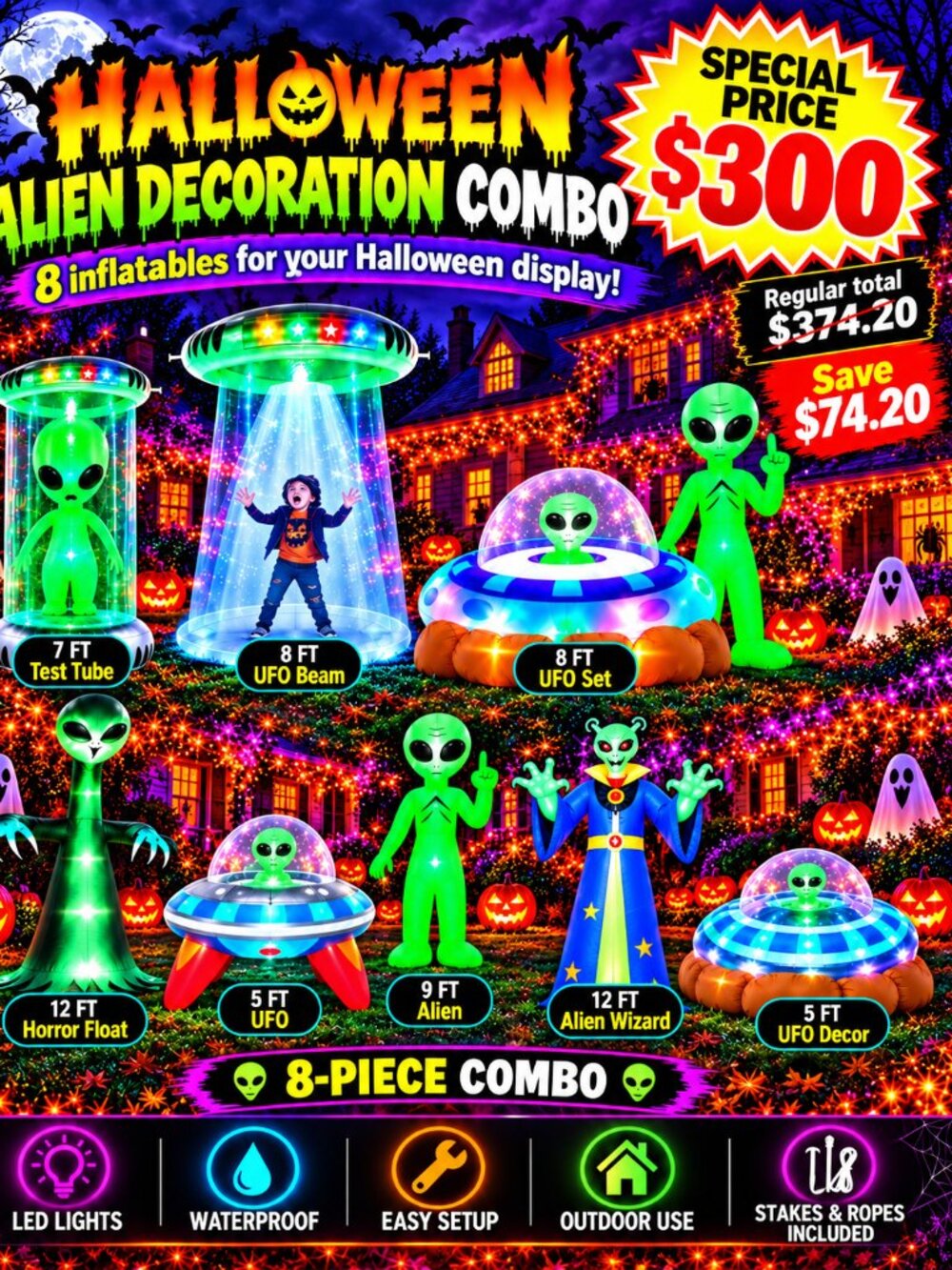 Halloween Alien Inflatable Combo – 8 Pieces